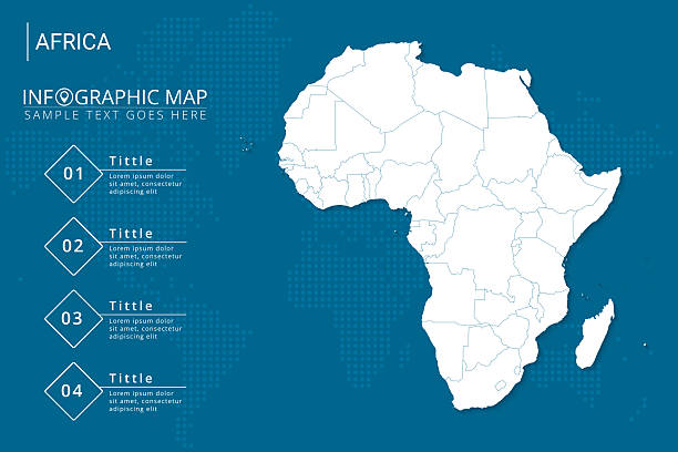 istock Africa Continent Map infographic high detailed country map with division on Blue Background. Modern infographic design template. 2254266277