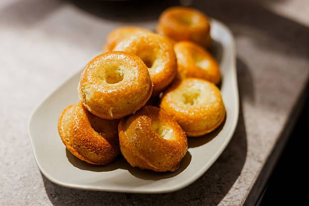istock Golden mini donut-shaped pound cake on an oval plate 2254274814