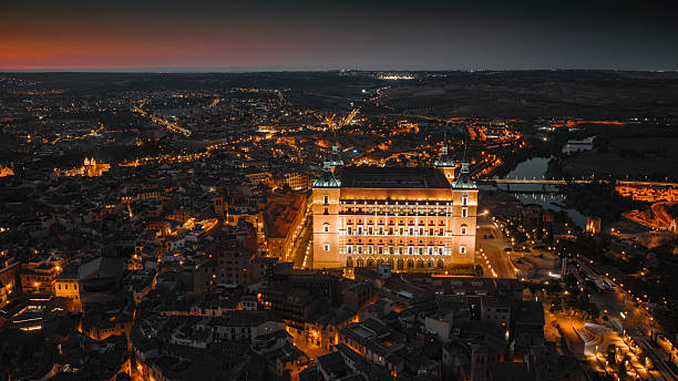 istock Toledo cityscape illuminated at night, Spain - Aerial View 2254276470