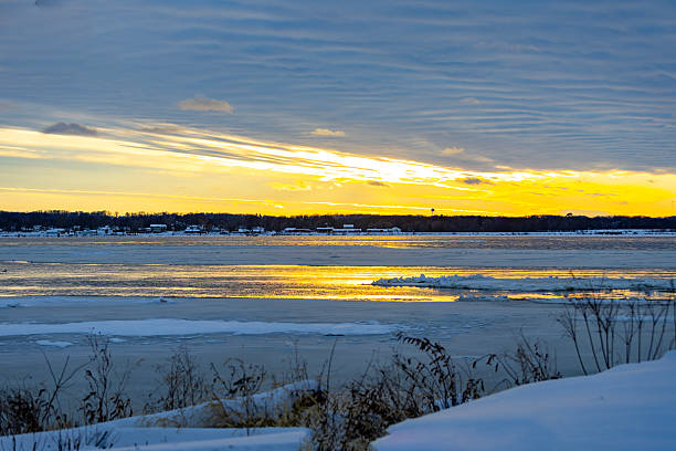Rural winter landscape after a snowstorm in Nauvoo IL