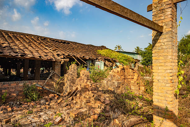 Abandoned Building (Brick Factory) at Ben Tre on Mekong Delta, Vietnam