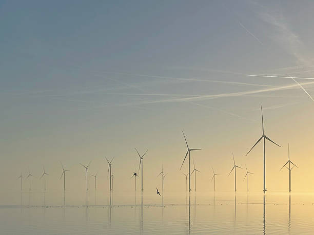 istock Offshore windpark with wind turbines 2254283332