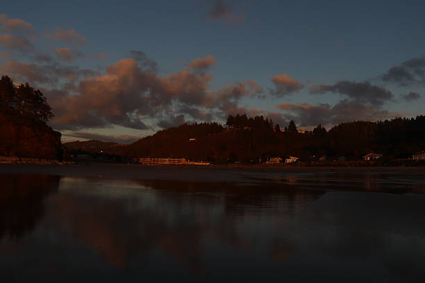 Sunset on Neskowin, Oregon, Beach with the Ghost Forest and Proposal Rock