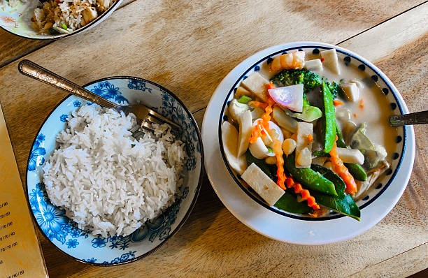 Thai Coconut Soup with Vegetables, Tofu and Shrimp with Rice