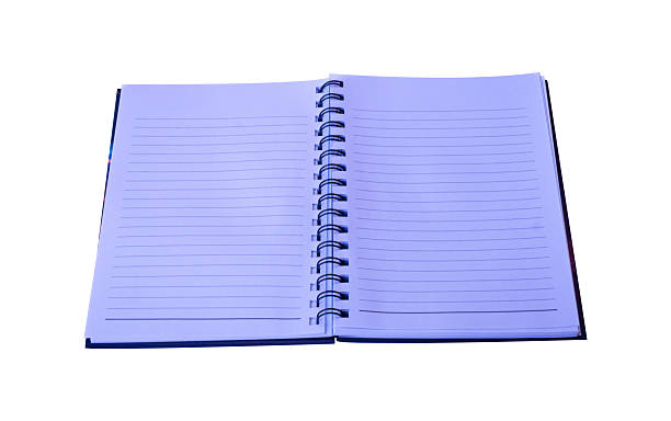 Spiral notebook with lined pages isolated on white background. Perfect for education, office, and stationery themes.
