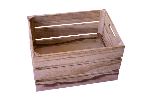istock Wooden crate with slatted sides and handles, isolated on white background. Ideal for storage, packaging, and decoration themes. 2254302012