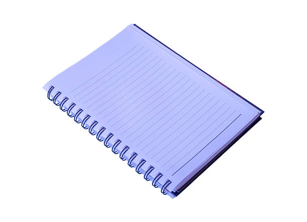 Spiral notebook with lined pages isolated on white background. Perfect for education, office, and stationery themes.