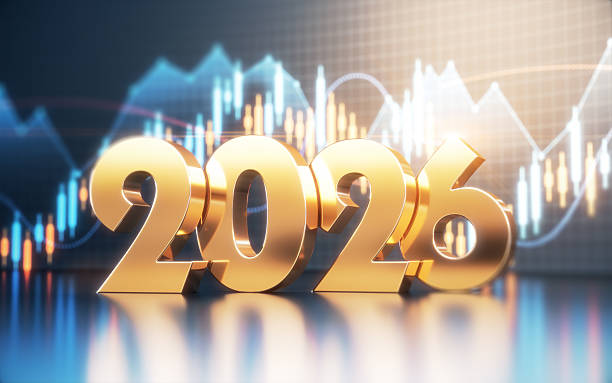 istock New Year 2026 with Metallic Reflection on Finance Background 2254302283