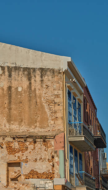 An old abandoned building in Chania, Crete, Greece.  Useful as background.