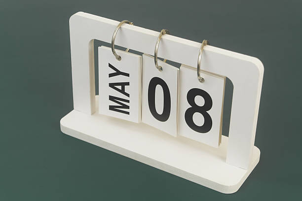 istock May 8 on calendar on blue background 2254322181