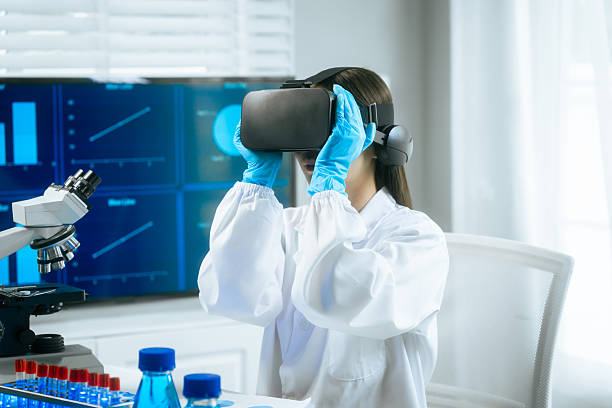 istock An Asian female scientist wearing a virtual reality headset explores digital simulations in a modern laboratory, surrounded by microscopes, test tubes,merging VR technology with advanced scientific 2254324237