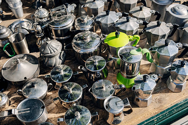 coffee grinder on a street vendor's table