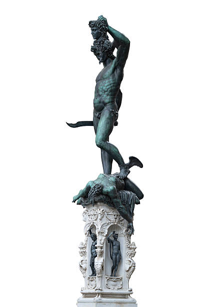 The Statue of Justice overlooking the Piazza della Signoria in Florence, Italy, against a clear blue sky, embodying fair governance