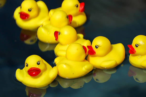 3D Ducks with Red One - Colored Background - 3D Rendering