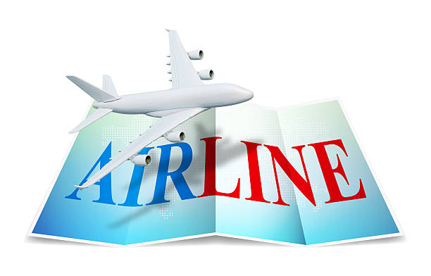 Global airline with folded paper isolated on white background.