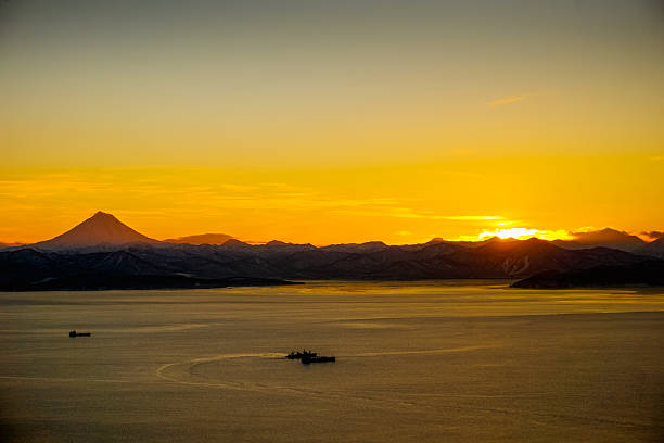 beautiful sunset at Avacha bay in Kamchatka