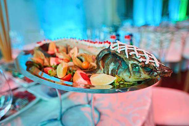 istock Sturgeon on the festive table, restaurant serving dishes 2254339002