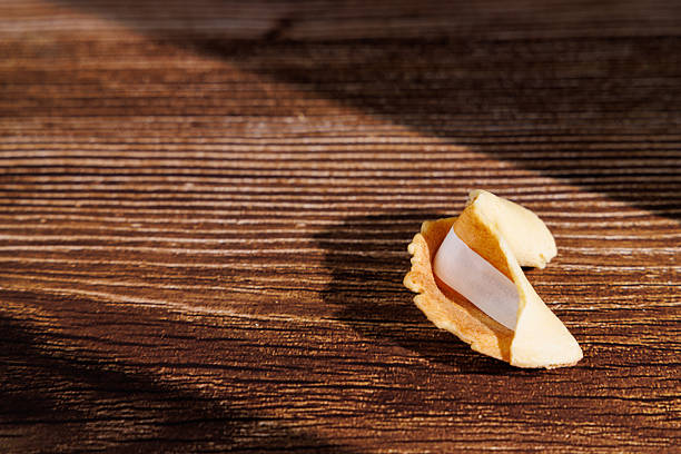 Cracked open fortune cookie.  Macro photo.