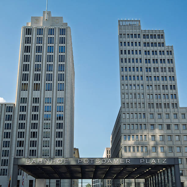 istock Modern Berlin Architecture - Twin Potsdamer Platz Towers Against Clear Blue Sky, Germany 2254342425