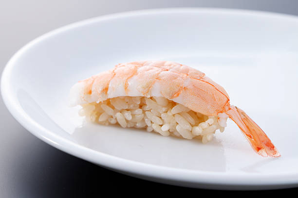 Fresh and delicious steamed shrimp sushi