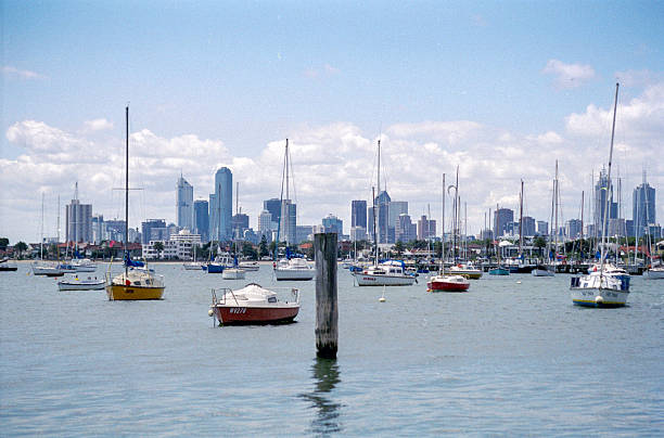 Historical photo from December 2001: St Kilda Pier and the Melbourne skyline, Australia.