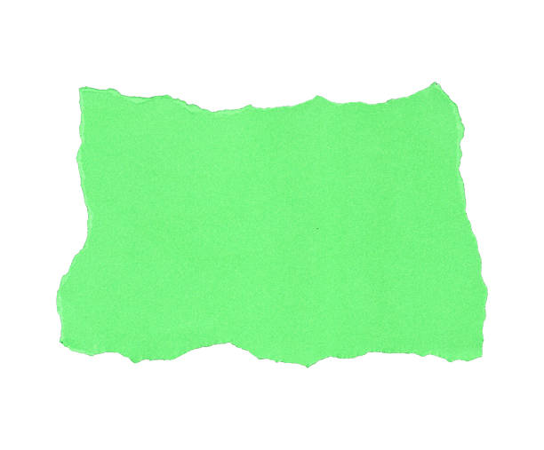istock Green paper fragment with torn edges, even surface, organic abstract shape. 2254356460