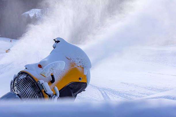 istock snow cannons in full operation at a ski resort producing artificial snow for skiing and snowboarding activities 2254356917
