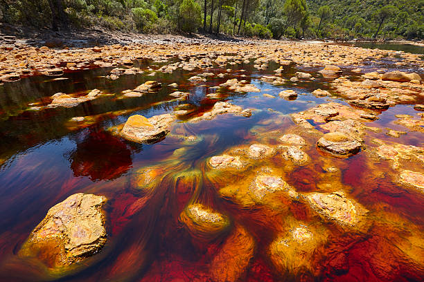 Riotinto opencast old mine river. Pena de hierro. Huelva. Spain