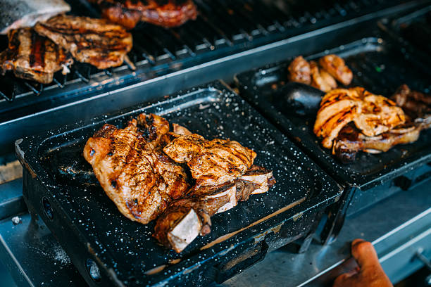 Argentinian Asado in a barbecue with hot charcoal