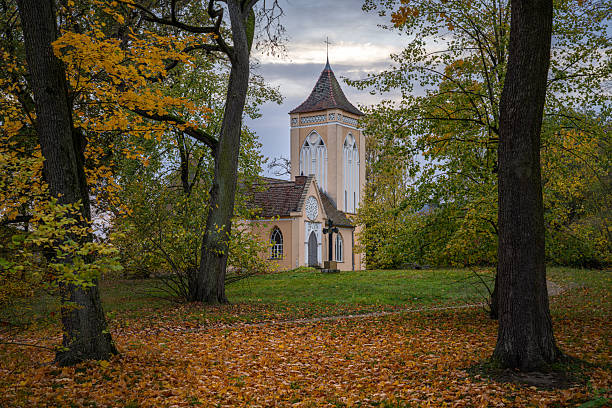 Panoramic image of  old church in Paretz, Brandenburg, Germany