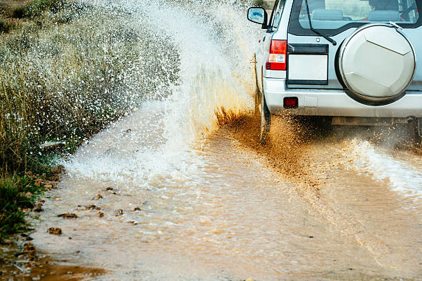istock Off-Road Vehicle Driving Through Puddle 2254362619
