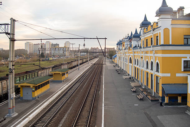 Train tracks running behind the Tomsk train station