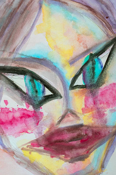 istock Expressive Watercolor Portrait with Vibrant Hues 2254365462