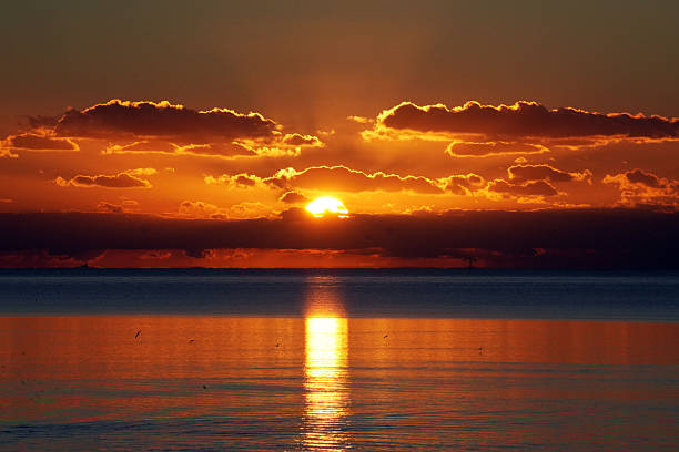 Sunrise on the Atlantic Ocean along the East Coast of the United States known as the Treasure Coast in St. Augustine, Florida.