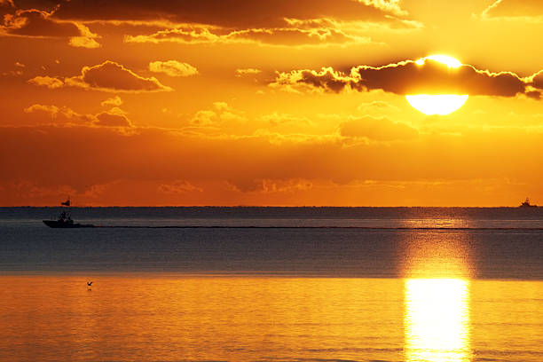 Sunrise on the Atlantic Ocean along the East Coast of the United States known as the Treasure Coast in St. Augustine, Florida.