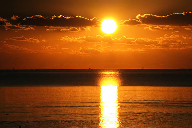 Sunrise on the Atlantic Ocean along the East Coast of the United States known as the Treasure Coast in St. Augustine, Florida.