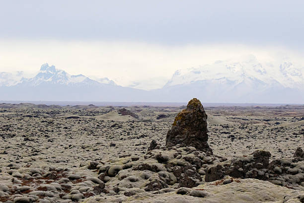 Volcanic moss covered rocky landscape in Iceland