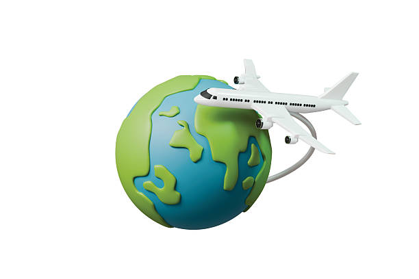 istock 3d world travel globe airplane icon. flight route concept. minimal cartoon flight path navigation for travel booking. isolated on white transparent background. 3d render. 2254376102