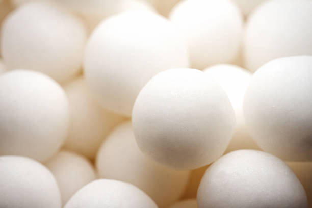 istock Extreme close up of white small peppermint candy balls 2254378957