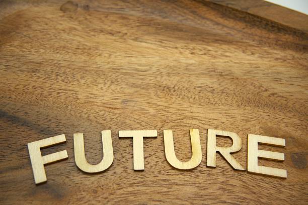 istock Future concept with wooden letters on wood material background copy space 2254381516