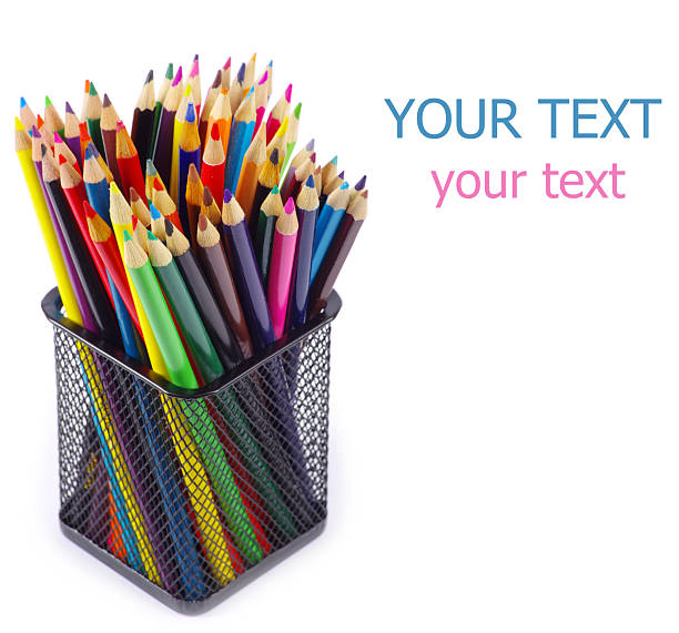 Various colour pencils isolated on the white