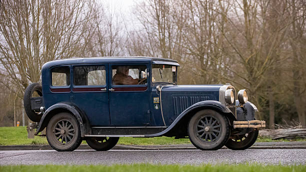 Milton Keynes,Bucks,UK - Jan 1st 2026: 1928 Dodge Victory 6 vintage American classic car driving on a British road