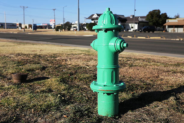 Street safety and public utilities concept. American suburban neighborhood outdoor.