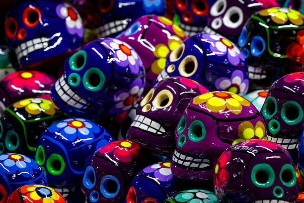 Decorative ceramic skulls for the Day of the Dead