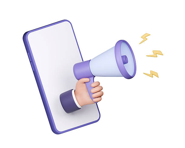 istock 3d hand holding megaphone emerging from smartphone isolated on white background 2254386793
