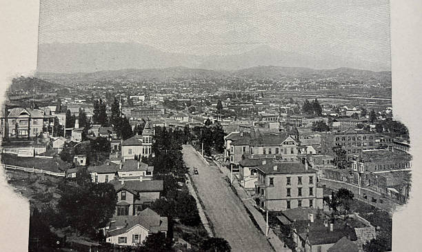istock Antique illustration - view looking out over Los Angeles California 2254387638