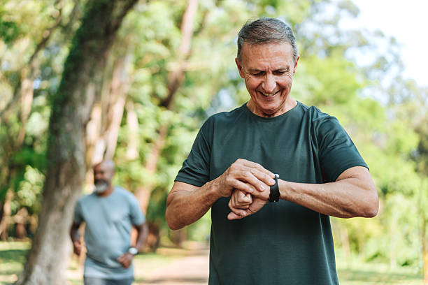 istock Elderly man checking information on his smartwatch. 2254392121