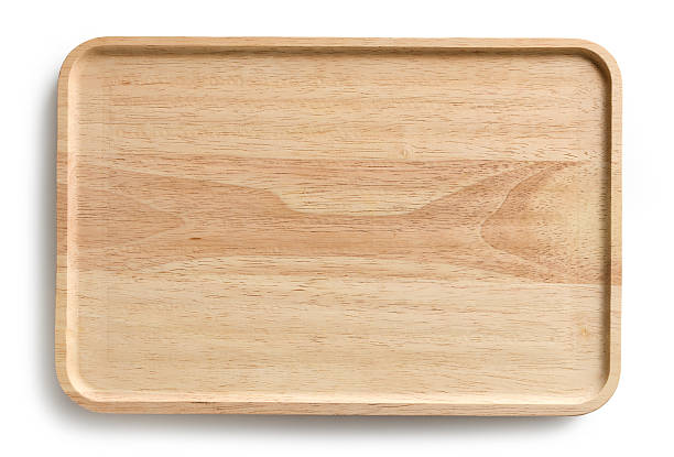 istock wooden tray on white background, top view 2254392596
