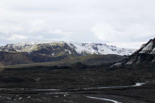 istock Black Volcanic Desert With Snowy Mountains in Iceland 2254392765