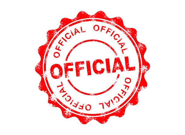 Grunge red official round rubber seal stamp on white background